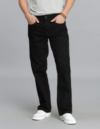 Black 5 Pocket Mid Rise Loose Boot Leg Cropped Jeans