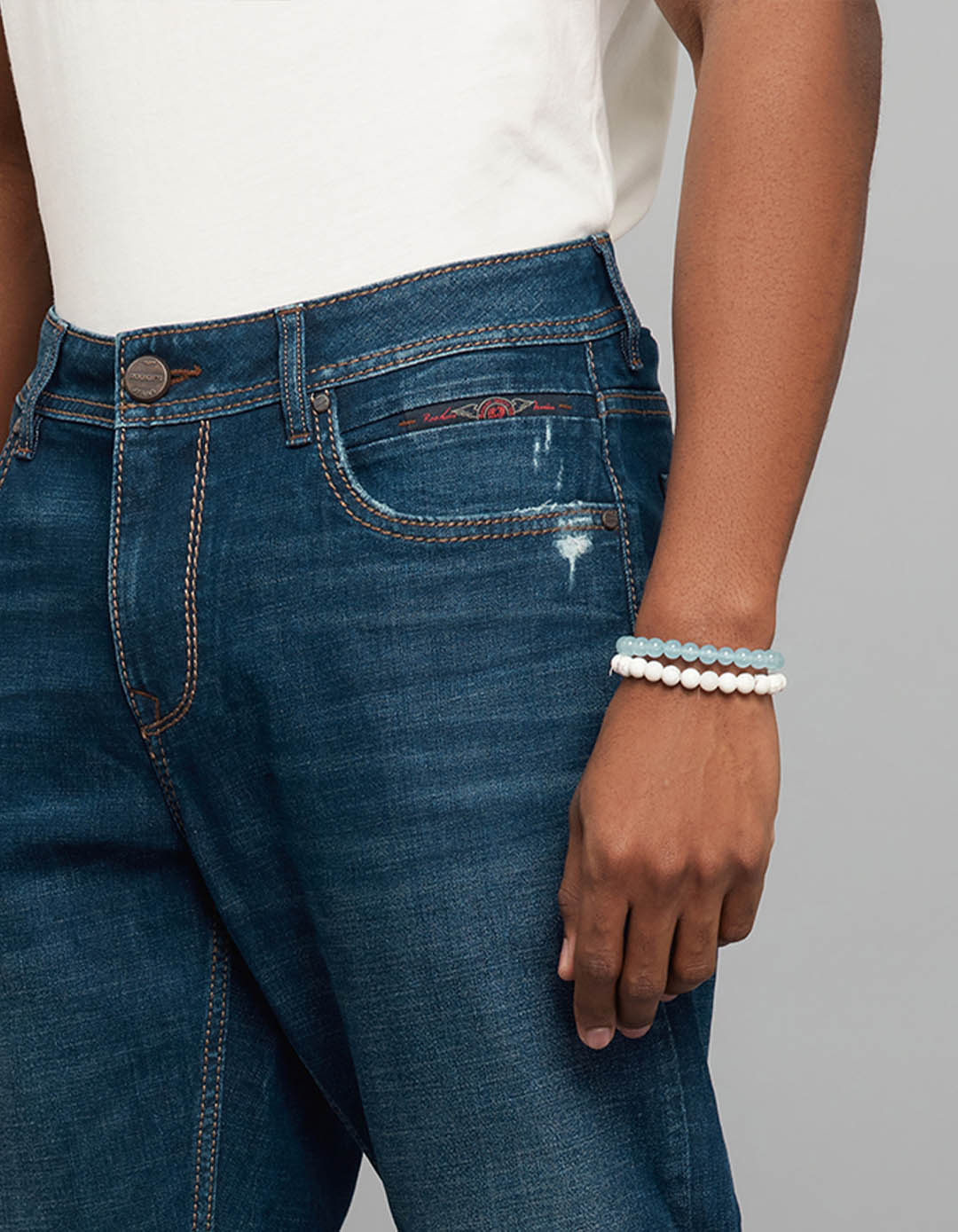 Dark Blue 5 Pocket Midrise, Comfort And Straight Fit Stretch Jeans
