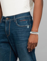 Dark Blue 5 Pocket Midrise, Comfort And Straight Fit Stretch Jeans