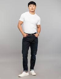 Dark Blue 5 Pocket Low-Rise Tapered Ankle Length Classic Stretch Jeans