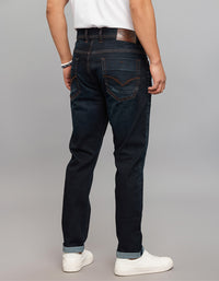 Dark Blue 5 Pocket Low-Rise Tapered Ankle Length Classic Stretch Jeans