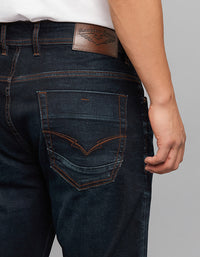 Dark Blue 5 Pocket Low-Rise Tapered Ankle Length Classic Stretch Jeans