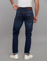 Dark Blue 5 Pocket Low-Rise Tapered Ankle Length Classic Stretch Jeans