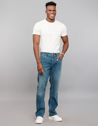 Medium Blue 5 Pocket Midrise, Comfort And Straight Fit Stretch Jeans