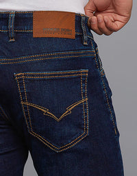 Dark Blue 5 Pocket Low-Rise Tapered Ankle Length Stretch Jeans