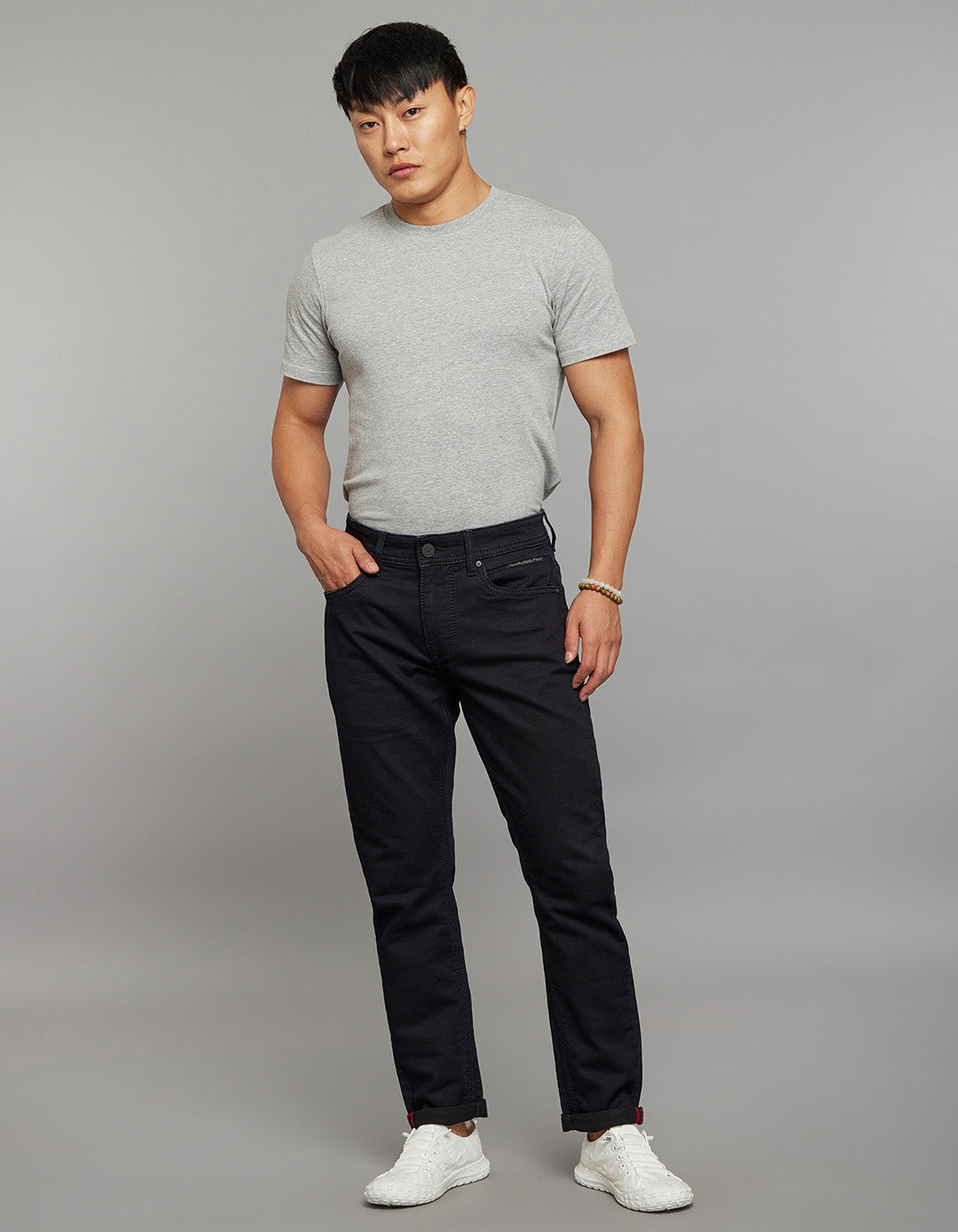 Dark Blue 5 Pocket Low-Rise Ankle Length Knit Stretch Jeans