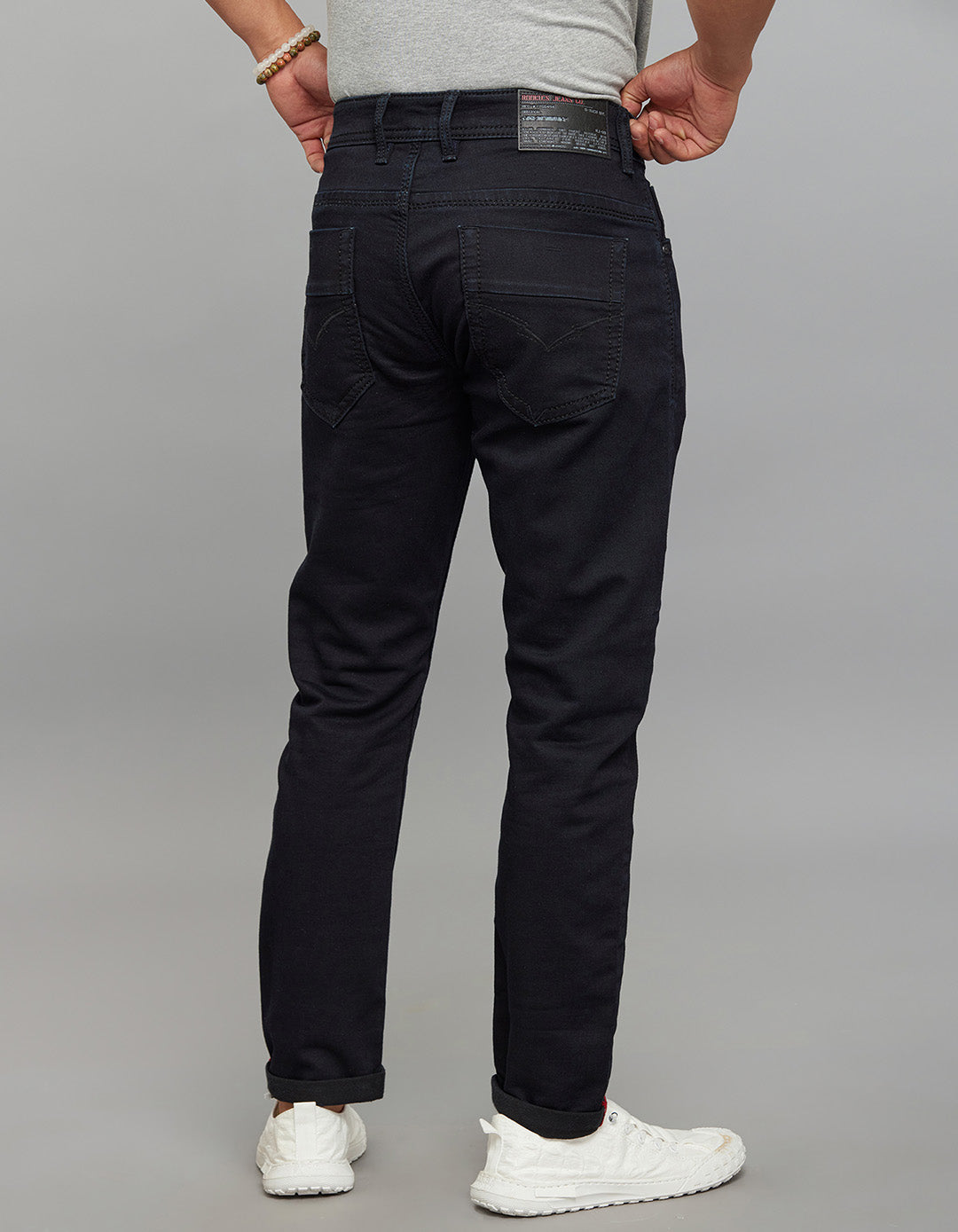 Dark Blue 5 Pocket Low-Rise Ankle Length Knit Stretch Jeans