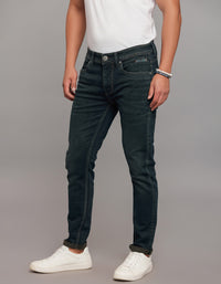 Dark Blue 5 Pocket Low-Rise Ankle Length Knit Stretch Jeans