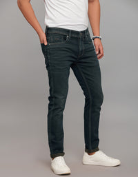 Dark Blue 5 Pocket Low-Rise Ankle Length Knit Stretch Jeans