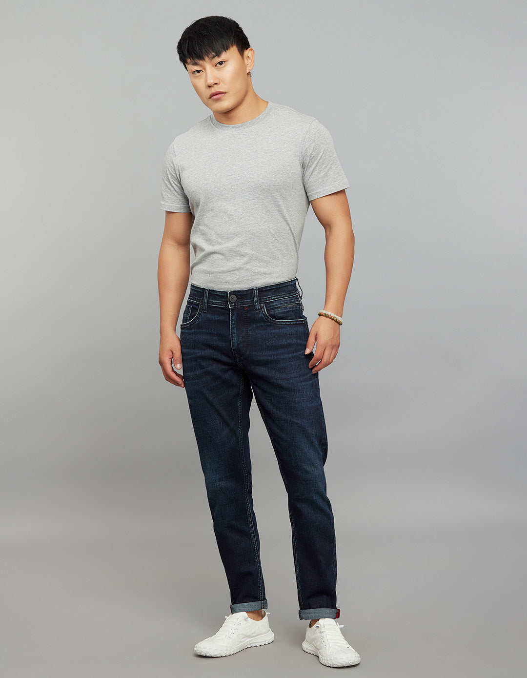 Dark Blue 5 Pocket Low-Rise Ankle Length Stretch Jeans