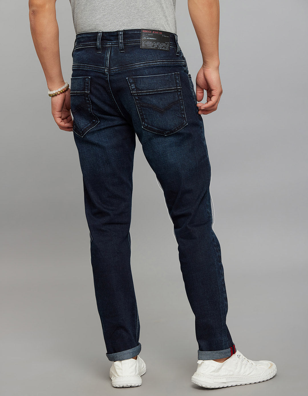 Dark Blue 5 Pocket Low-Rise Ankle Length Stretch Jeans