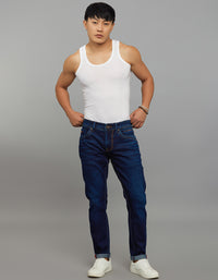 Dark Blue 5 Pocket Low-Rise Ankle Length Stretch Jeans