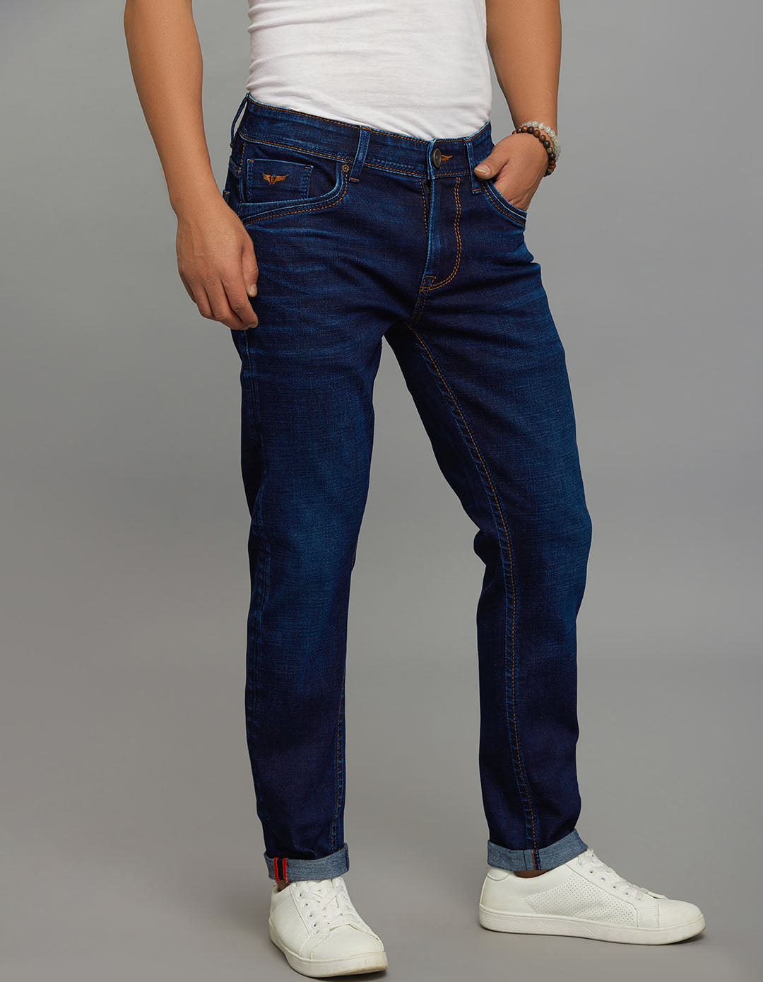 Dark Blue 5 Pocket Low-Rise Ankle Length Stretch Jeans