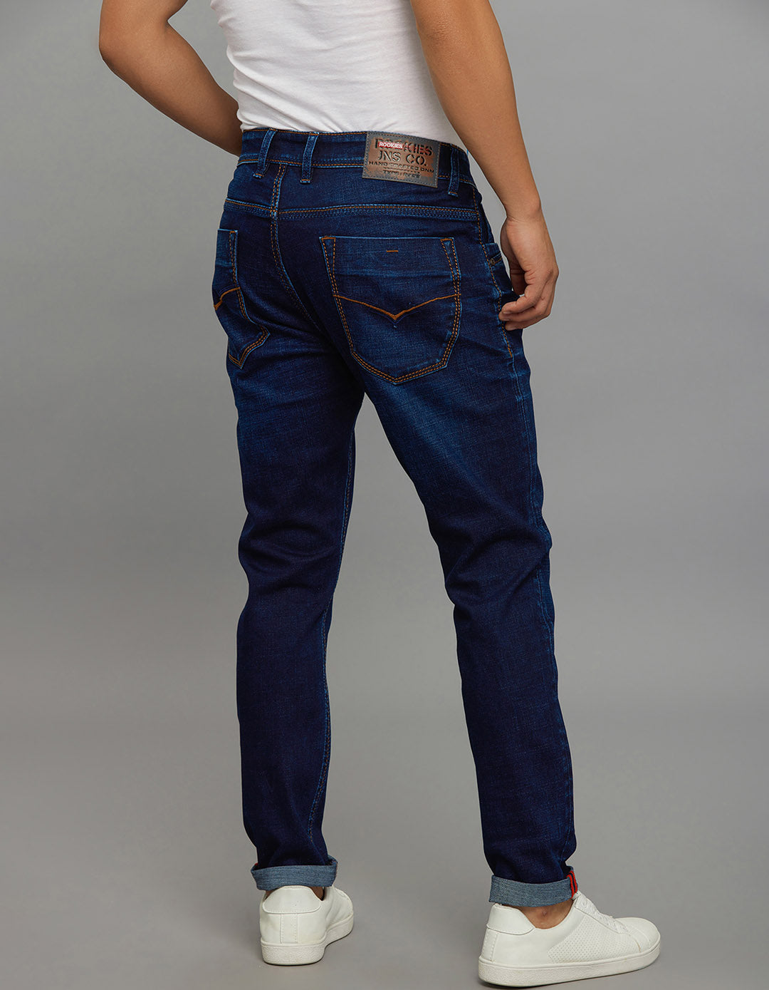 Dark Blue 5 Pocket Low-Rise Ankle Length Stretch Jeans