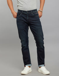 Dark Blue 5 Pocket Low-Rise Ankle Length Knit Stretch Jeans