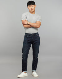 Dark Blue 5 Pocket Low-Rise Ankle Length Knit Stretch Jeans