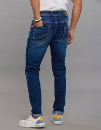 Medium Blue 5 Pocket Low-Rise Tapered Ankle Length Stretch Jeans