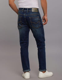 Dark Blue 5 Pocket Low-Rise Tapered Ankle Length Stretch Jeans