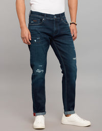 Dark Blue 5 Pocket Low-Rise Ankle Length Stretch Jeans