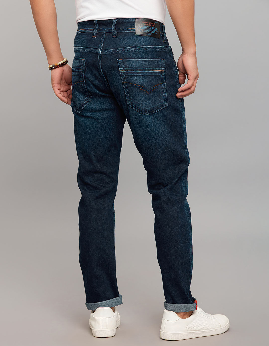 Dark Blue 5 Pocket Low-Rise Ankle Length Stretch Jeans