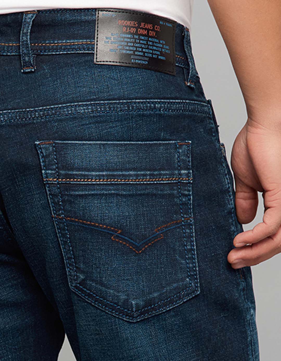 Dark Blue 5 Pocket Low-Rise Ankle Length Stretch Jeans