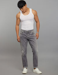 Grey 5 Pocket Low-Rise Ankle Length Stretch Jeans