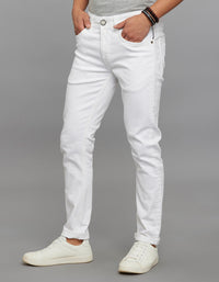 White 5 Pocket Low-Rise Tapered Ankle Length Stretch Jeans