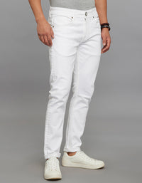 White 5 Pocket Low-Rise Tapered Ankle Length Stretch Jeans