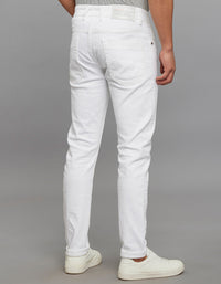 White 5 Pocket Low-Rise Tapered Ankle Length Stretch Jeans