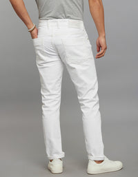White 5 Pocket Low-Rise Tapered Ankle Length Stretch Jeans