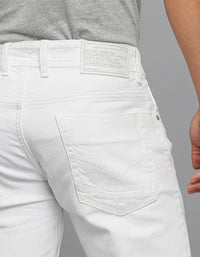 White 5 Pocket Low-Rise Tapered Ankle Length Stretch Jeans