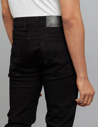 Black 5 Pocket Mid-Rise Slim Straight Fit Stretch Jeans