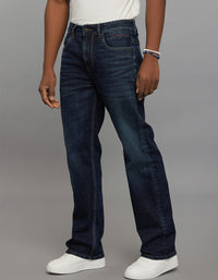 Dark Blue 5 Pocket Midrise Loose Fit Stretch Jeans