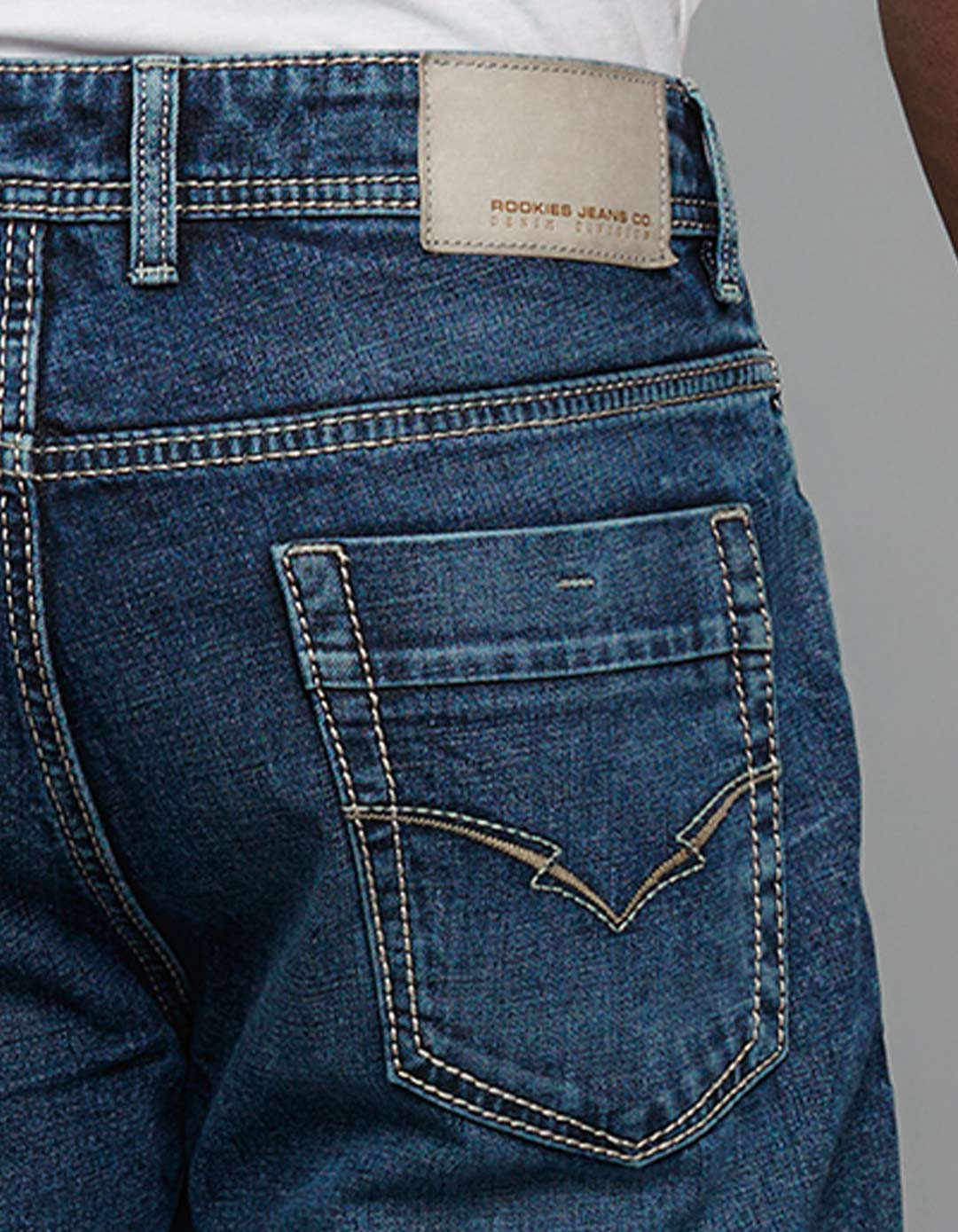 Medium Blue 5 Pocket Midrise Loose Fit Stretch Jeans