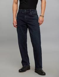 Dark Blue Midrise, Comfort And Straight Fit Stretch Jeans