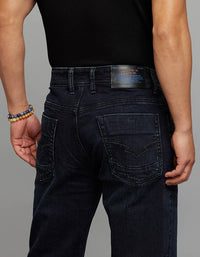 Dark Blue Midrise, Comfort And Straight Fit Stretch Jeans
