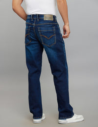 Dark Blue 5 Pocket Cropped Mid Rise, Comfort & Straight Fit Stretch Jeans