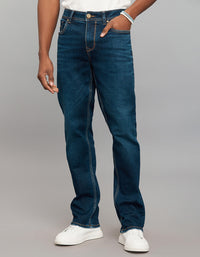 Dark Blue 5 Pocket Midrise, Comfort And Straight Fit Stretch Jeans