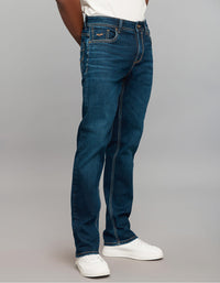Dark Blue 5 Pocket Midrise, Comfort And Straight Fit Stretch Jeans