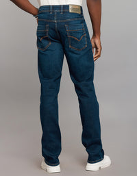 Dark Blue 5 Pocket Midrise, Comfort And Straight Fit Stretch Jeans