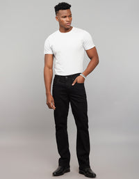 Black 5 Pocket Mid Rise Loose Boot Leg Stretch Jeans