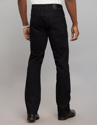 Black 5 Pocket Mid Rise Loose Boot Leg Stretch Jeans