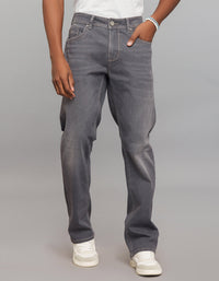 Grey 5 Pocket Midrise, Comfort And Straight Fit Stretch Jeans