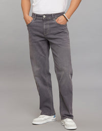 Grey 5 Pocket Midrise, Comfort And Straight Crop Length Stretch Jeans