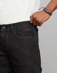 Dark Grey 5 Pocket Midrise, Comfort And Straight Fit Stretch Jeans