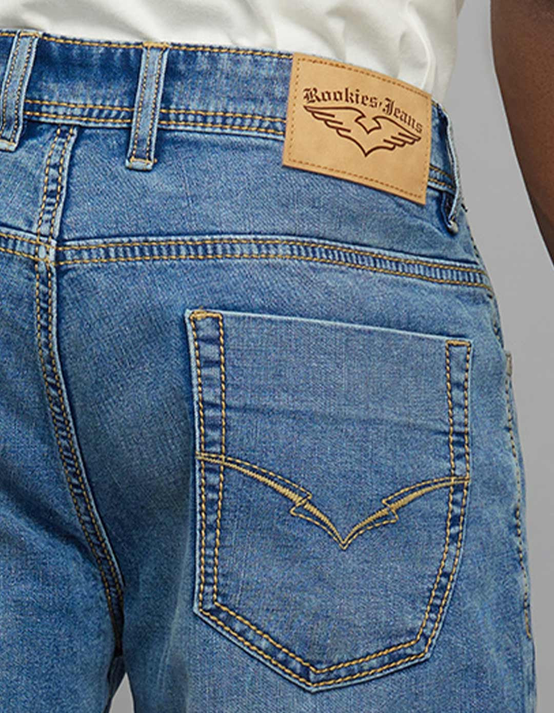 Medium Blue 5 Pocket Midrise, Comfort And Straight Fit Stretch Jeans