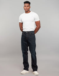 Dark Blue 5 Pocket Midrise, Comfort And Straight Fit Stretch Jeans