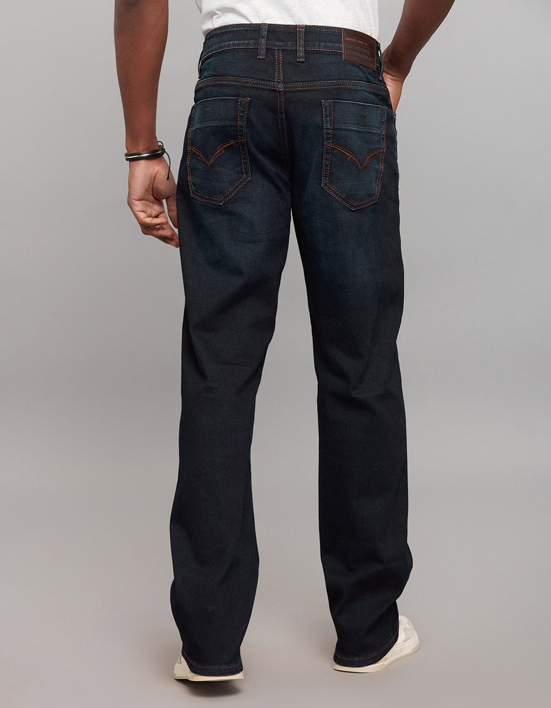 Dark Blue 5 Pocket Midrise, Comfort And Straight Fit Stretch Jeans