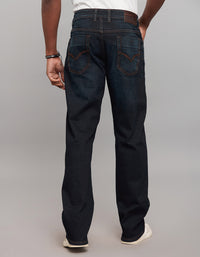 Dark Blue 5 Pocket Midrise, Comfort And Straight Fit Stretch Jeans