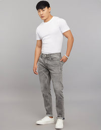 Grey 5 Pocket Low-Rise Tapered Ankle Length Classic Stretch Jeans